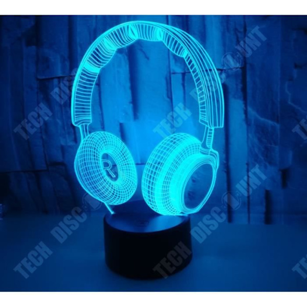 TD® LED Lamppu Korvakuulokemallinen Valaisin Illusio 3D Väri vaihtuva 7 Väriä Kosketus - Yonis Musta