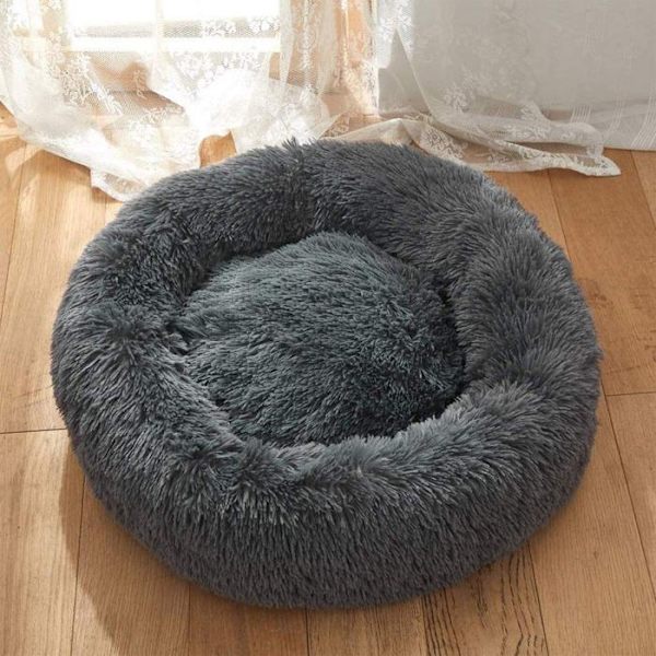 TD® Kurv, Seng, Sofa, Kasse, Pude til Kat Hund - Vaskbar Rund Modstandsdygtig over for Lang Hår, Foldbar til Mørkegrå, S 50CM Confor