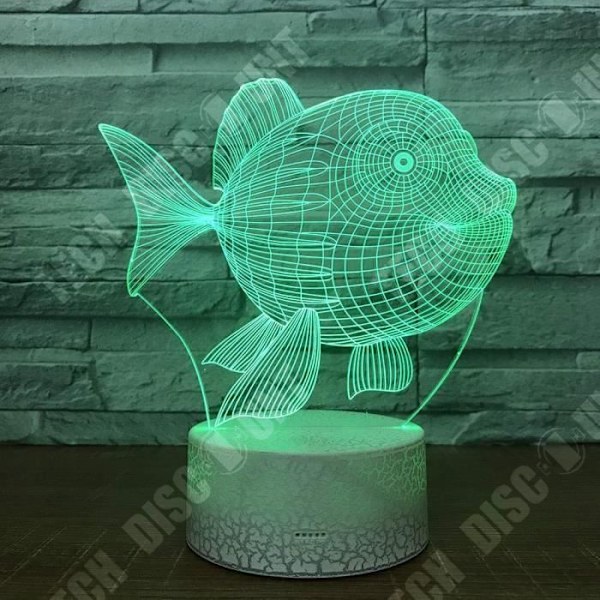 TD® Optisk lampe til dekorativ berøring 7 farver illusion optik - model fisk - lavt forbrug USB-kabel eller 3 batterier