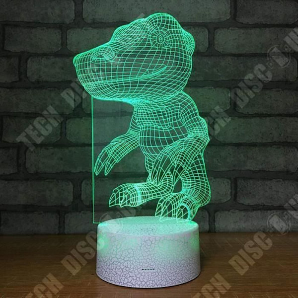TD® Kosketusoptinen koristevalaisin, 7 värin optinen harha - söpö dinosaurus - alhainen kulutus USB-kaapeli 3 AAA-paristoa