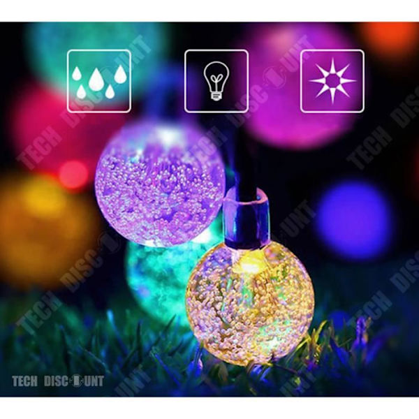 TD® Dejul særskilte juletilbehør 6m 30 LEDs solcelle lyskæde boblestil dekoration lampe nytår - Julelys (farve)