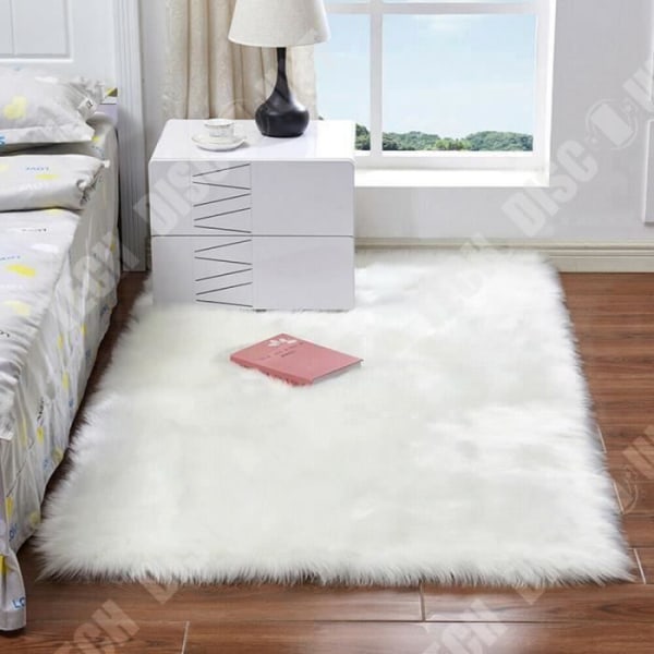 Hvid Fur Tæppe - TECH DISCOUNT - 60 cm - Blød og Varm - Stue og Soveværelse Dekoration