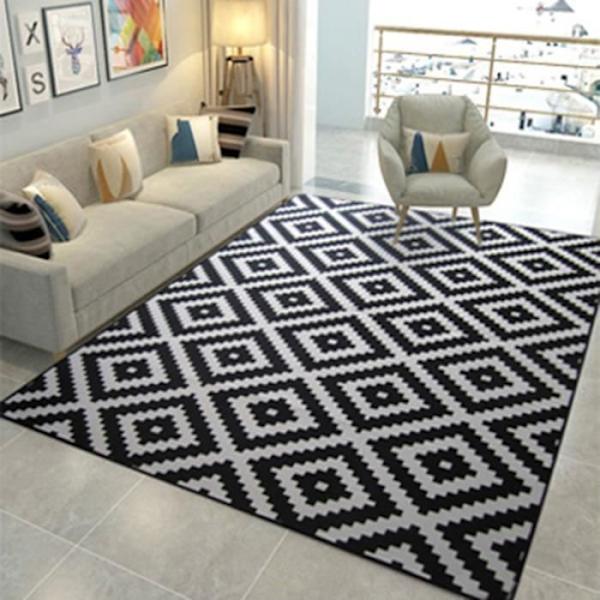 TD® Moderne stue tæppe - 160 x 230 cm - 100% polypropylen frisé - Sort Svart