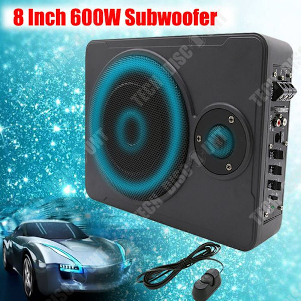 TD® Bil Audiocarseat Slim Subwoofer 8 tommer med Tweeter Subwoofer 12v Ledning 600W Bil Subwoofer Egnet til Højttalere i Biler