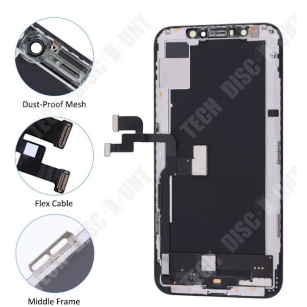 Touchscreen LCD - TD® - iPhone X - Svart - Hög Kvalitet - Ny Svart