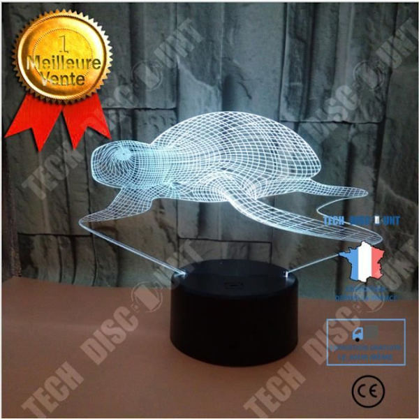 TD® Tortue 3D natlampe 3D farvet berøringslys 3D LED visuel lys