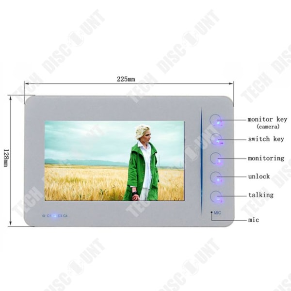 TD® Door Bell 7-tums visuell dörrklocka med kamerafunktion Touch Visual Intercom-dörrklocka för en-till-en-hem