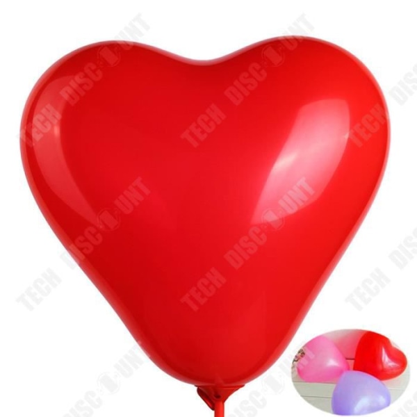 TD® Set med 50 vita och röda hjärtformade ballonger - Naturliga latexballonger - 30 cm bröllopsdekoration
