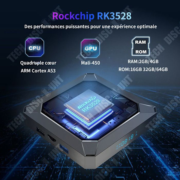 TDDécodeur 4 GB+32 GB Wifi kaksikaistainen Bluetooth kastaminen Multimediaboksi Kaukosäädin Älytelevisioboksi