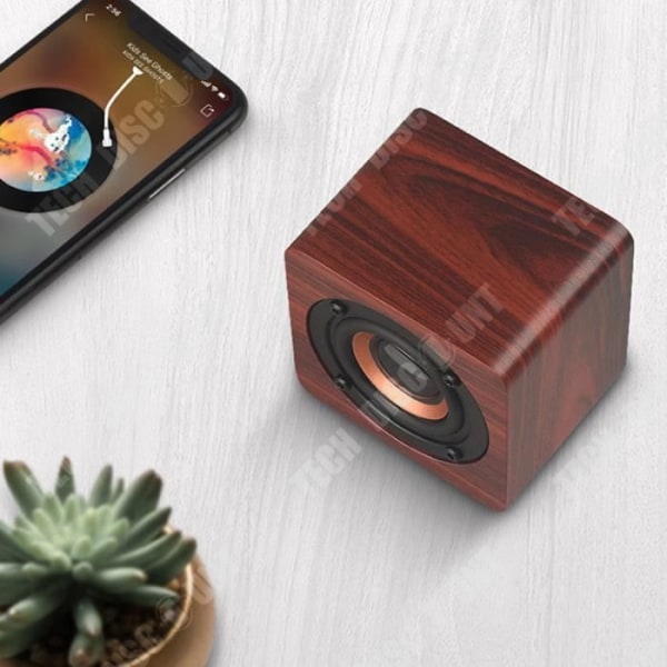 TD® trådlös Bluetooth-högtalare, Wood Grain, Portable Subwoofer, Creative Square, Mini Small Retro-högtalare