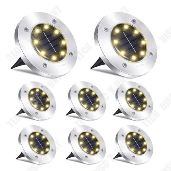 TD® Udesolarlamper 8 stk Pakke med 8 lys Varm LED Havebelysning Energisparende Nedgravningsspotlight Vandtæt Solarlampe