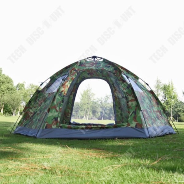 TD® Camouflage regntätt sexkantigt stort tält resa camping automatisk snabböppning tält camping