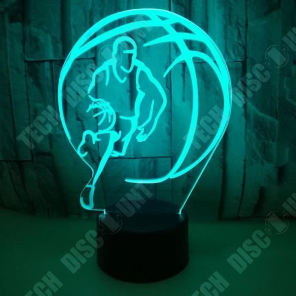 TD® Dekorativ berøringslampe med optisk illusion 7 farver - basketball model - lavt forbrug USB-kabel eller 3 AAA-batterier