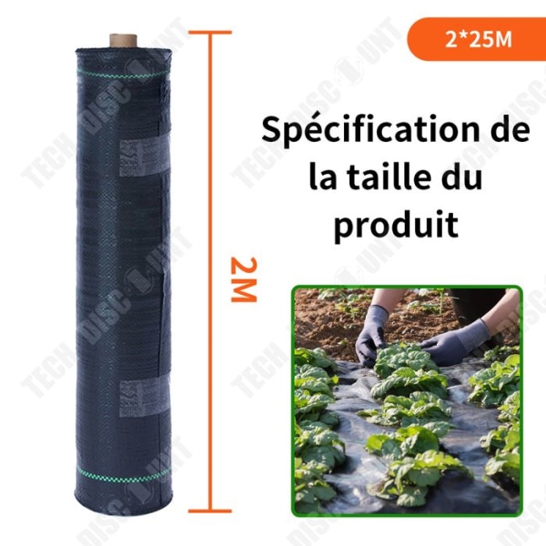 TD Mulchduk 2x25m geotextil anti-ogräs presenning anti-återväxt geotextil Gräsbeständig polypropen presenning