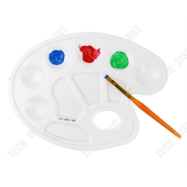 TD® färgpalett för barn Trä Akvarell Gouache Akryl Vuxen Miniatyr Handgjord Oval Vit Plast 6 Celler