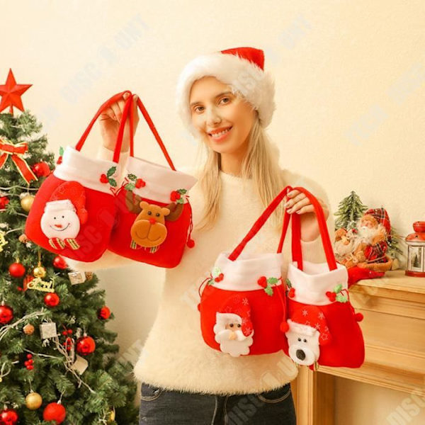 TD® Joulu lahjakassi kangas makeisten kori lahjatarvikkeet joulukimppu suupussit omena 4 pakkausta