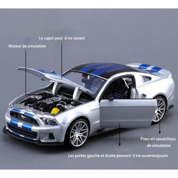 TD® Modelbil Race Alloy Miniature 1:24 Ford Mustang GT Samling Legetøj Dekoration - Gave til Jul for mand barn