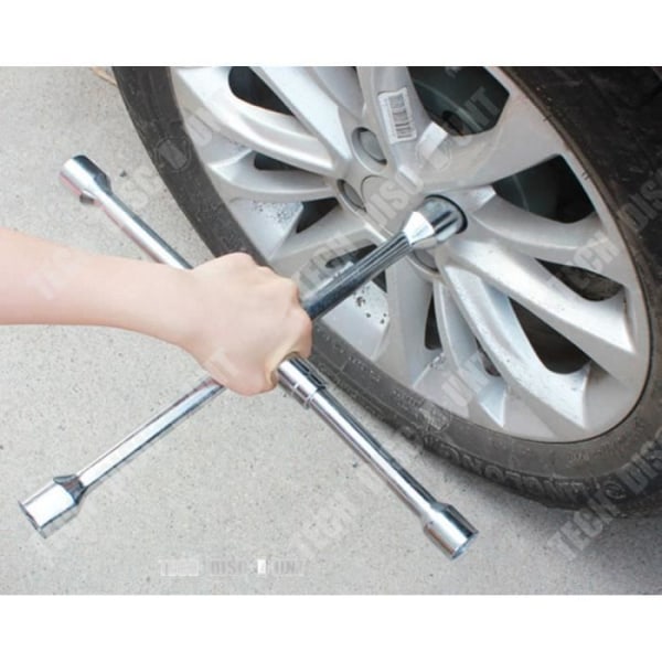TD® Cross Wrench Car Universal Förstärkt Vikbar Nödverktyg Reparation Däck Hjul Självåtdragande Silver Solid Mutter