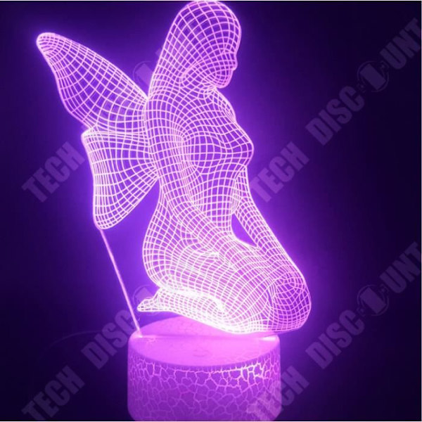 TD® Dekoratiivinen USB Enkeli 7 Väriä Kauko-ohjain Optinen Illuusio Yövalaisin 3D Visualisointi Taulu Toimistovalot 3D Hohto LED AT60453