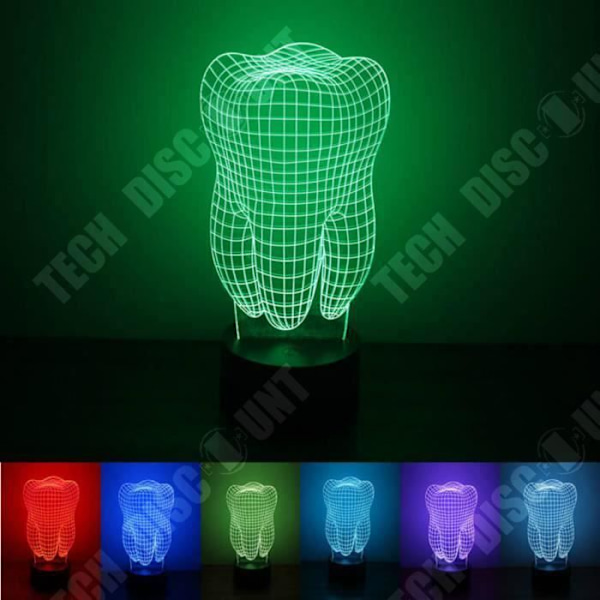 TD® Dekorativ berøring lampe med optisk illusion 7 farver - tandmodel - lavt forbrug USB-kabel eller 3 AAA-batterier