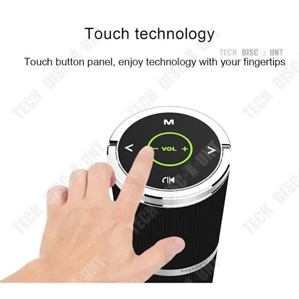 TD® langaton Bluetooth-musta kannettava kaiutin, kosketusnäyttö, moderni, vedenpitävä, ulkoinen kortti, sarjassa liitettävä.