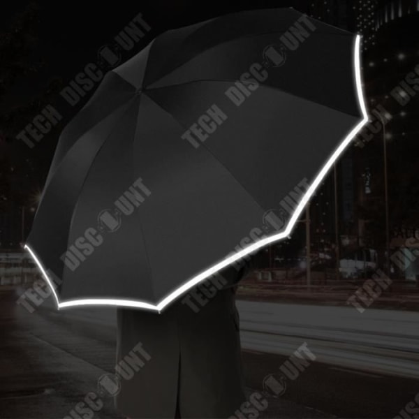 TD® Inverterat paraply Diameter 105 cm Högreflekterande remsa UV-skydd Paraply för regn och sol Svart