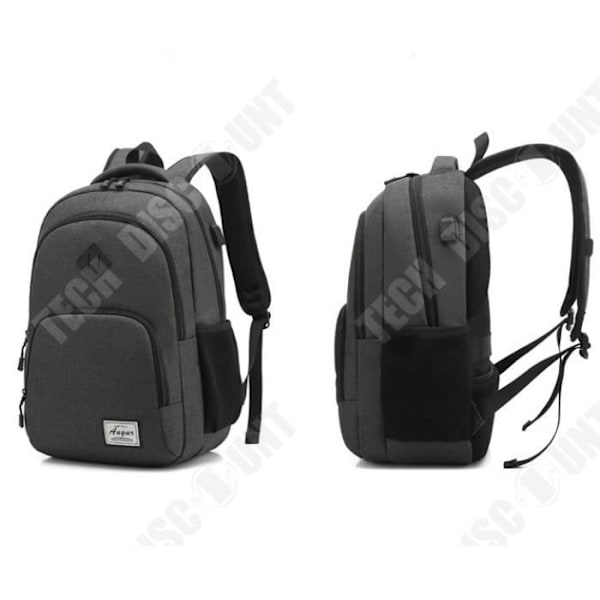 TD® Rygsæk til bærbar computer 17,3 tommer til mænd og kvinder med USB-opladningsport til universitet og erhvervsliv 35L (17,3 tommer, B6-Grå)