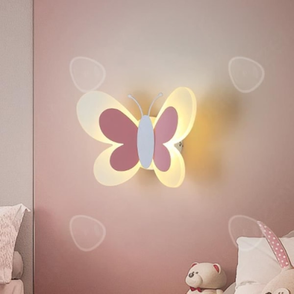 CONFO® Kreativ personlighet fjäril barnrum LED sänglampa sovrum bakgrund vägglampa (rosa + vit