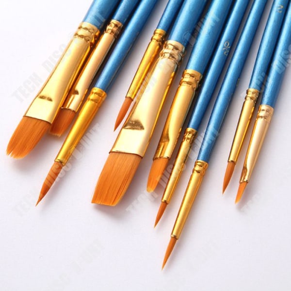 TD® Akvarellpensel 10st Pärlemorfärgande blåolja Akvarellstiftset Nylonpenselsats Färgborsteset