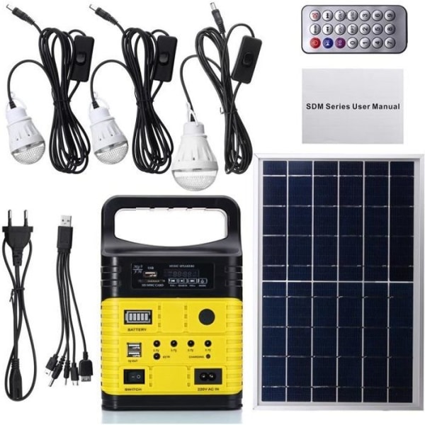LCC® 1500MAH DC Solar Generator med LED-nödljus Lämplig för camping, husvagn