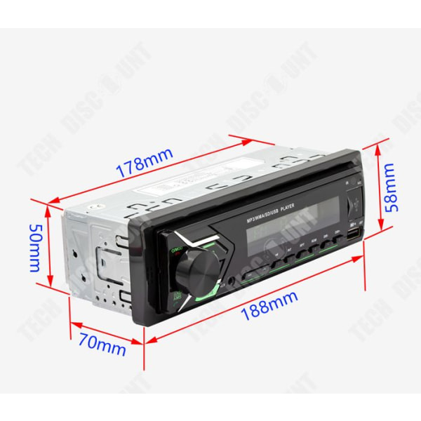 TD® Bluetooth bilradio 12V MP3-afspiller bil syv farver lys audio bil centralkontrol bilradio modifikation sort