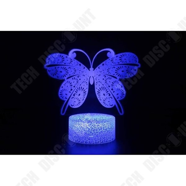 TD® Optisk bordslampa dekorativ touch 7 färger optisk illusion - fjärilsmodell - låg förbrukning USB-kabel 3 AAA-batterier