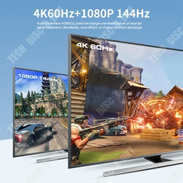 TD® HDMI Kytkin Tietokone HD, joka vaihtaa neljän isännän välillä ja jakaa hiiren ja näppäimistön pikanäppäimet.