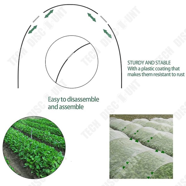 TD® Stöd för trädgårdsglasyr 2.5x10m set Ram för trädgårdsglasyr Ram för hortikulturell glasyr Rostfritt ring för trädgårdsglasyr