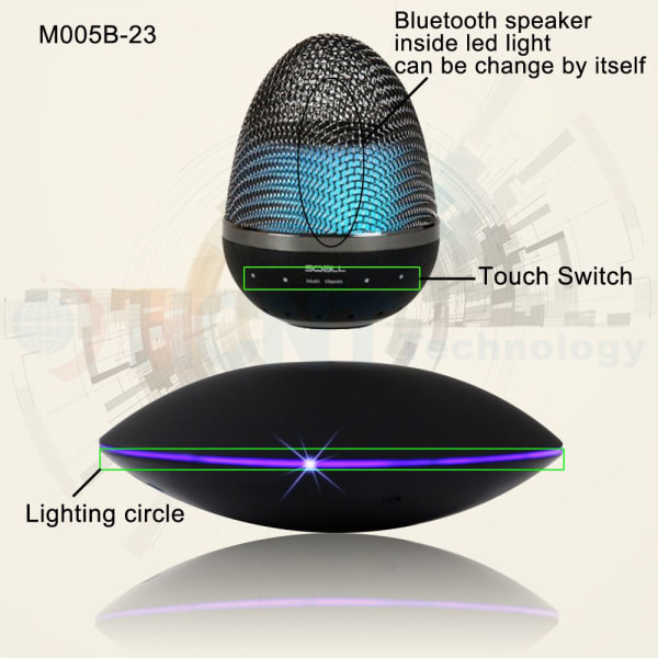 Magnetisk levitation Bluetooth trådlös högtalare Vardagsrumsdekoration Touch Ambient Light Ljudförstärkare