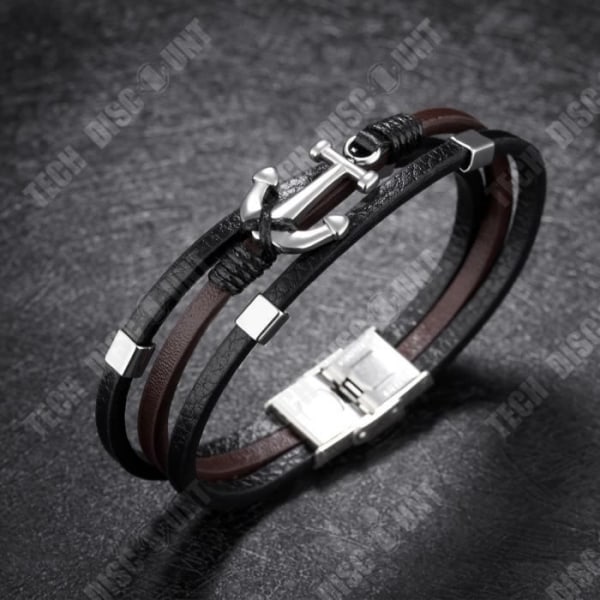 TD® Personlighed mode anker multilag titan stål Armbånd i læder retro mænds hånd smykker Armbånd i læder 210mm