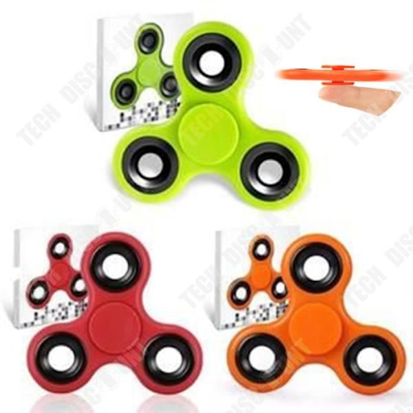 TD® Set 3 Fidget Spinner-triangelleksak för vuxna barn- fingerleksak-dekompression, anti-stress GRÖN - ORANGE - RÖD