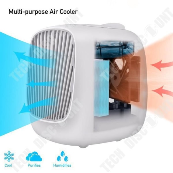 TD® Mini USB Air Cooler Desktop Liten Bärbar Kyl Luftkonditionering Luftfuktning Kallvatten Elektrisk fläkt