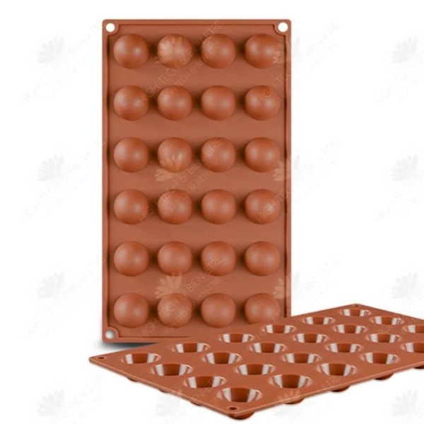 HTBE® 24 grand demi-cirkel chokolade murstensrød spiselig silikone kage pudding gør-det-selv sæbe håndlavet halve sfære form
