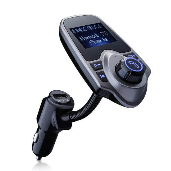 Bilsats FM-sändare trådlös Bluetooth bilsats USB-laddare med 3,5 mm ljudport, TF-kortplats