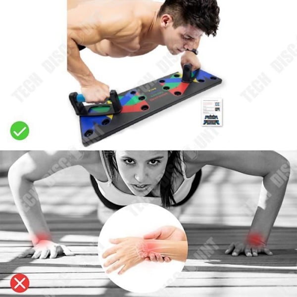 TD® Fitnessudstyr push-up brædt muskel bryst og rygøvelse multifunktionel støtteplade 9 i 1