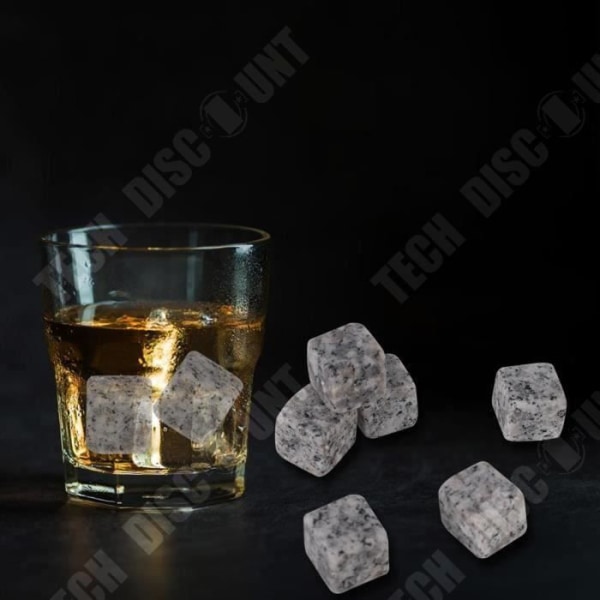 TD® 6 grå, svart och vit granit falska isbitar för whiskyformade iskuber Alternativ återanvändbar förvaringslösning