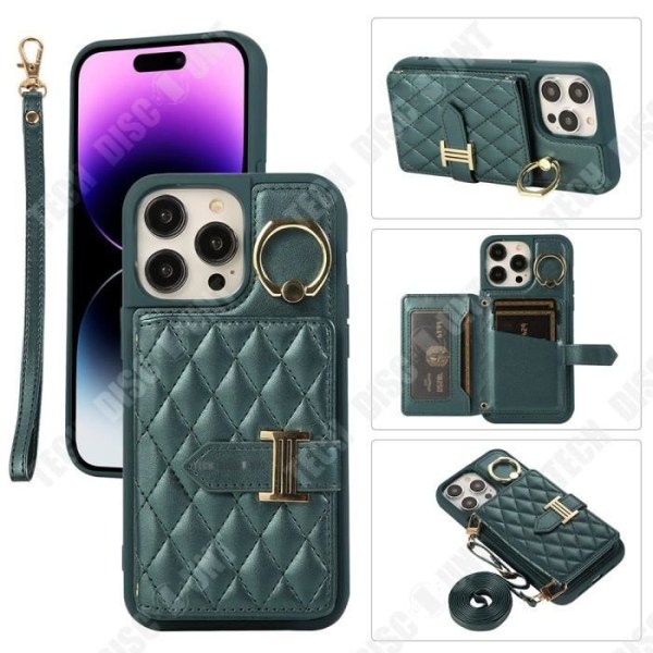 TD® Lynlås etui til iPhone 13 pro max med lange og korte snore Flere kortslidser Taske-bærer