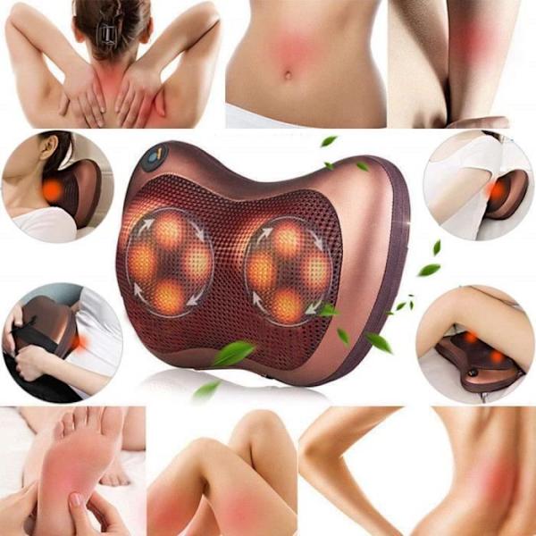 Shiatsu-massagepatoja 8 3D-rullalla, hierontatyyny, vaivannuksen toiminto, lämmitys, rentoutus selälle ja kaulalle.