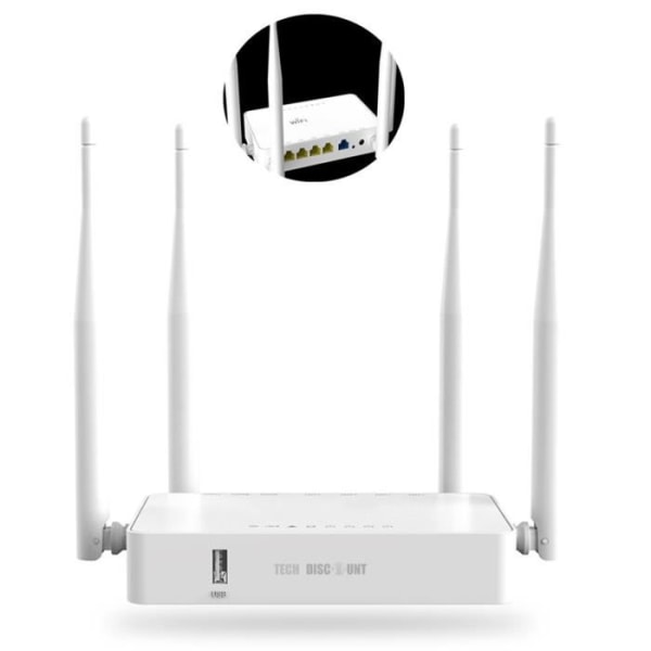 TD® Langaton WIFI-reititin - Valkoinen Suuri taajuuskapasiteetti - 4 antennia - 600 MHz - RAM DDR2 - korkean nopeuden flash SPI