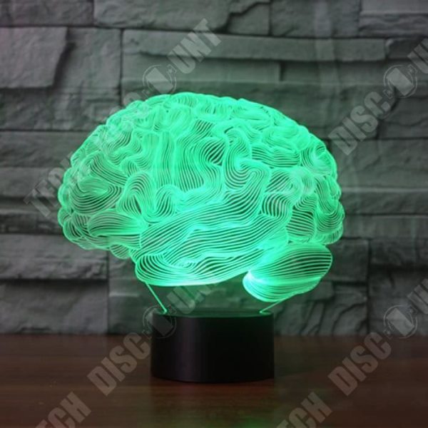TD® Brain Shape 3D Illusion Lamp 7 Färgskiftande Touch LED Nattljus Skrivbord Atmosfär Lampa Nyhet Belysning
