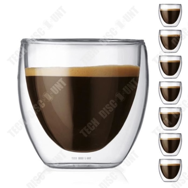 TD® Set med 8 glas kaffe-espresso-espressokopp -80ml, Set-dubbelvägg kaffekoppar, original espressokopp.