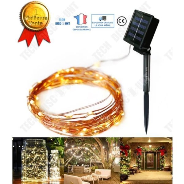 TD® Solar String Lights Julgran Utomhus LED Inomhusdekoration Belysning Banner Ljusstyrka Färg Lång Varm Vit