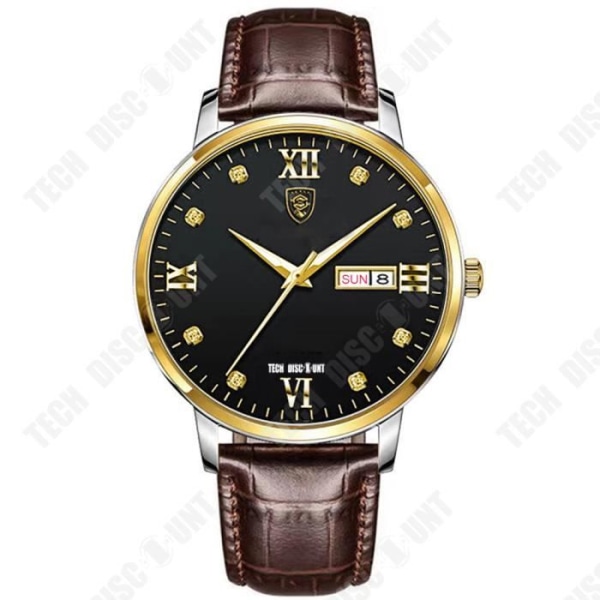 TD® Waterproof Luminous Business Elite Watch för män Ultratunn Quartz Watch Fashion Watch med gyllene svart bälte