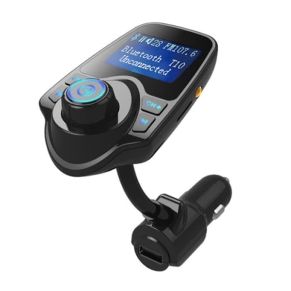 T10 Bluetooth FM-sändare, 1,44-tums LCD-skärm, handsfree trådlös bil USB-laddarsats med TF-kort USB-port